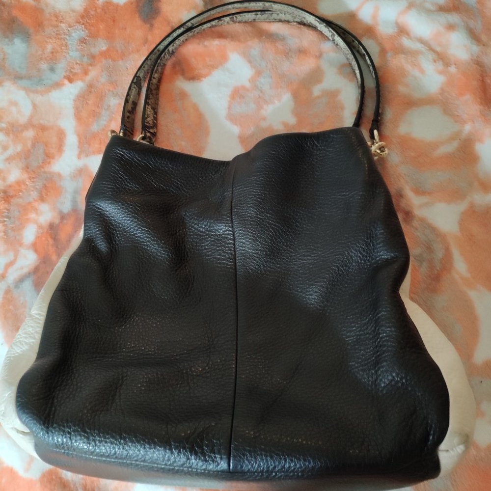 Coach Large Black leather shoulder bag, purse